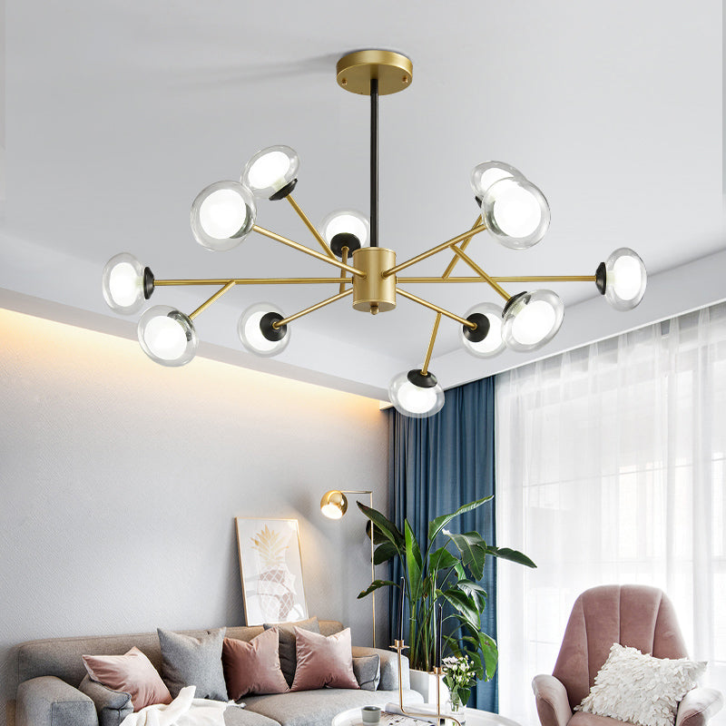 Lampadario a soffitto nera/oro Blasselier Postmodern, 15/06/18 Kit di luce sospesa in metallo con sfera di vetro latte