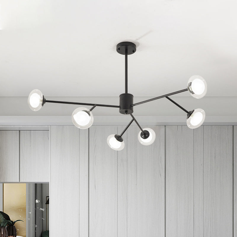 Lampadario a soffitto nera/oro Blasselier Postmodern, 15/06/18 Kit di luce sospesa in metallo con sfera di vetro latte