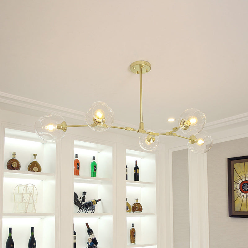 Molecola oro lampadario sospeso il lampadario postmoderno 5/7 luci a soffitto metallico con coppia di vetro in chiaro