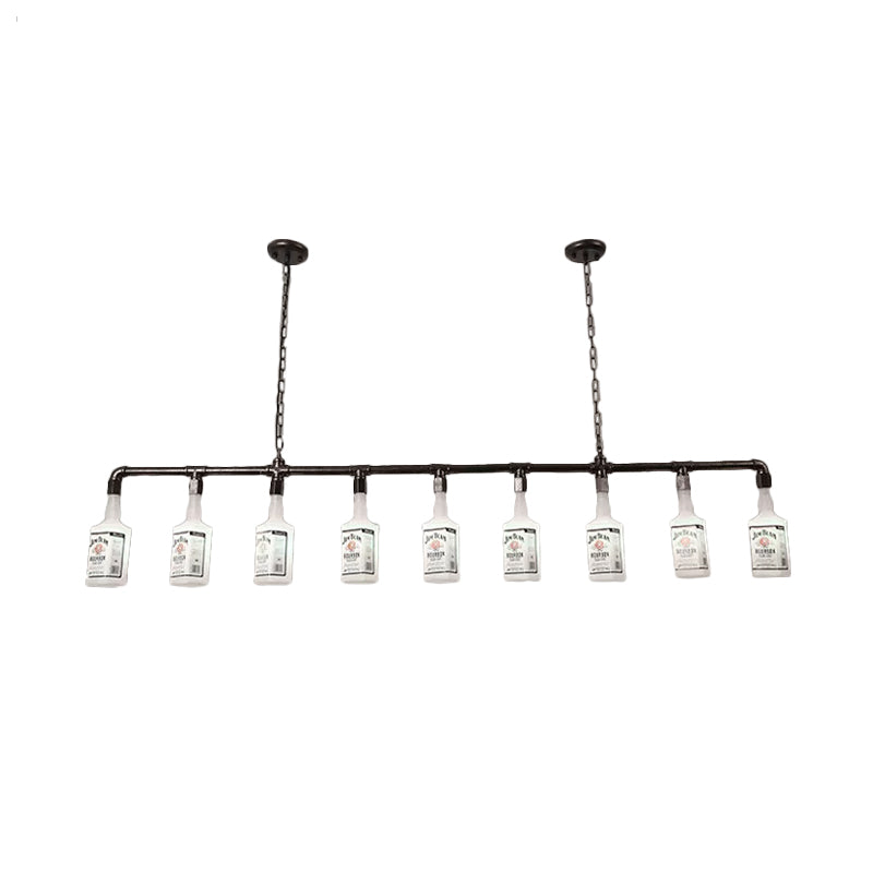 1/6/9-Bulb Frosted White Glass Island Lamp Loft Style Black Wine Bottle Restaurant Plafond Suspension Lamp