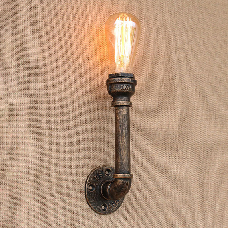 Water Pipe Wrought Iron Wall Lamp Fixture Industrial 1/3-Light Kitchen Wall Mounted Light in Bronze