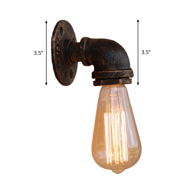 Water Pipe Wrought Iron Wall Lamp Fixture Industrial 1/3-Light Kitchen Wall Mounted Light in Bronze