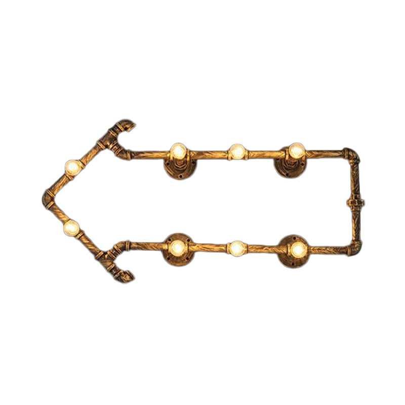 Road Arrow Wine Bar Wall Lamp Rustic Wrought Iron 8 Bulbs Brass Finish Wall Mount Light Fixture