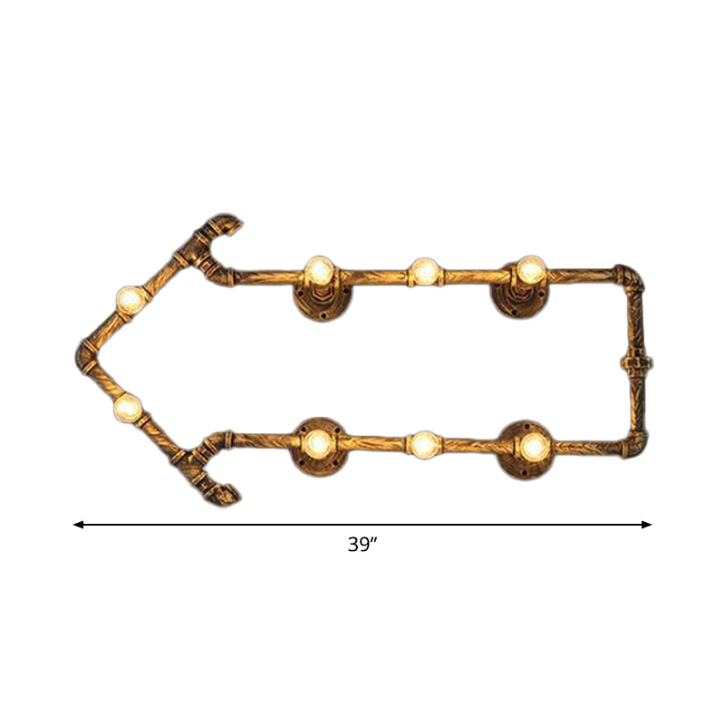 Road Arrow Wine Bar Wall Lamp Rustic Wrought Iron 8 Bulbs Brass Finish Wall Mount Light Fixture