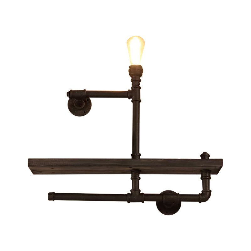Pipe Rack Boys Room Wall Lighting Industrial Iron 1-Light Black/Rust Finish Wall Mount Lamp
