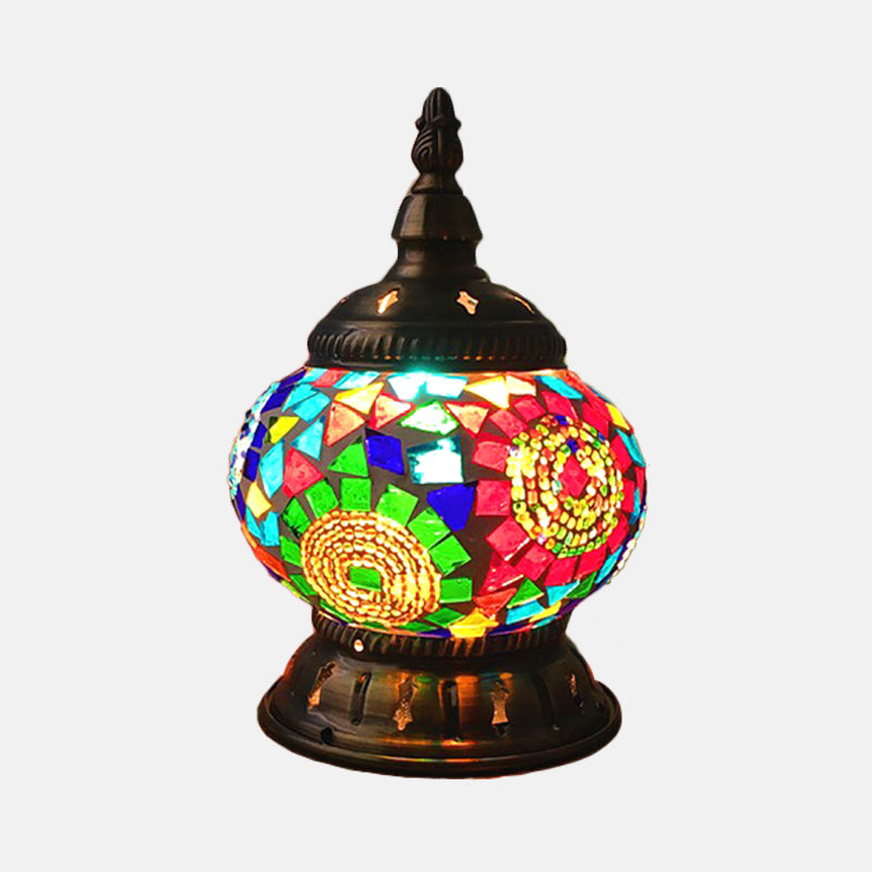 1 hoofdbol tafellamp traditioneel rood/oranje/lichtblauw gekleurd klassen nachtkastje lamp voor slaapkamer