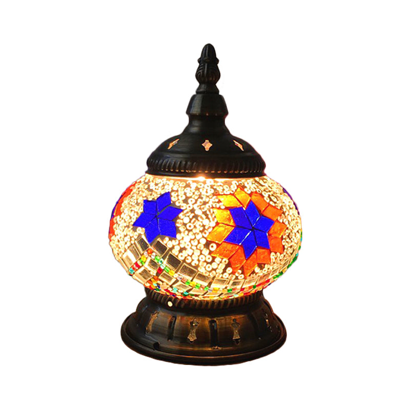 1 hoofdbol tafellamp traditioneel rood/oranje/lichtblauw gekleurd klassen nachtkastje lamp voor slaapkamer