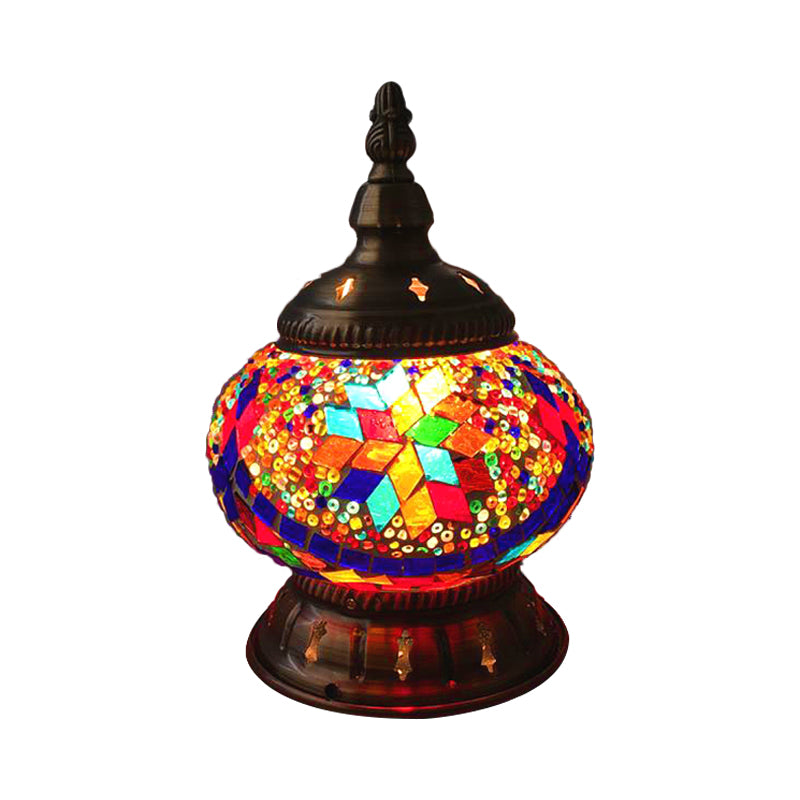 1 hoofdbol tafellamp traditioneel rood/oranje/lichtblauw gekleurd klassen nachtkastje lamp voor slaapkamer
