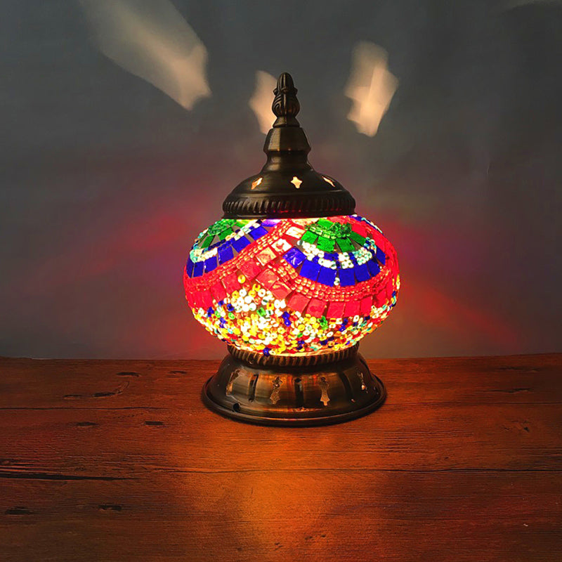 1 hoofdbol tafellamp traditioneel rood/oranje/lichtblauw gekleurd klassen nachtkastje lamp voor slaapkamer