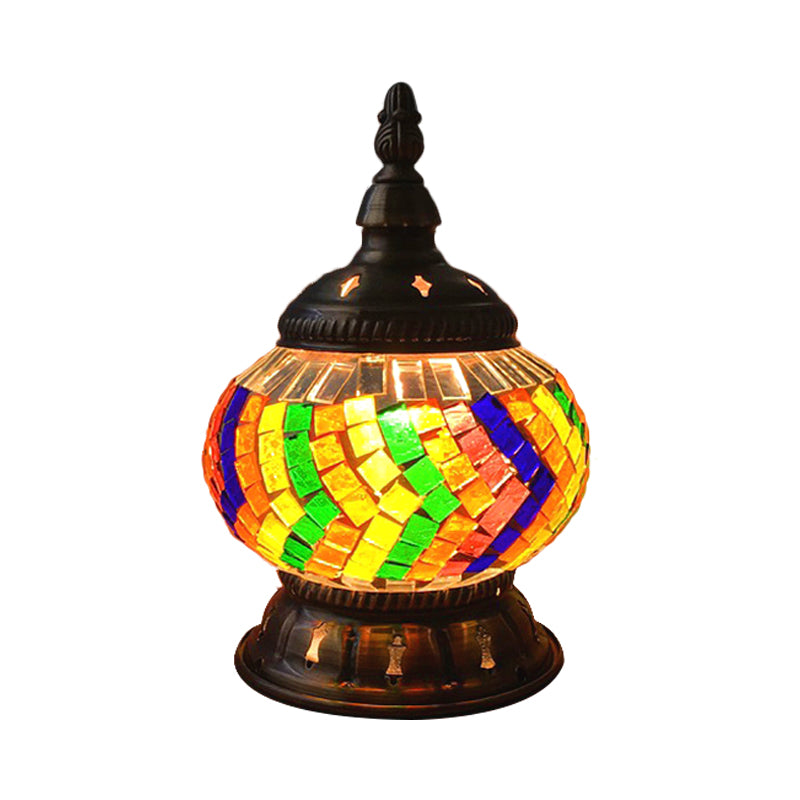 1 hoofdbol tafellamp traditioneel rood/oranje/lichtblauw gekleurd klassen nachtkastje lamp voor slaapkamer