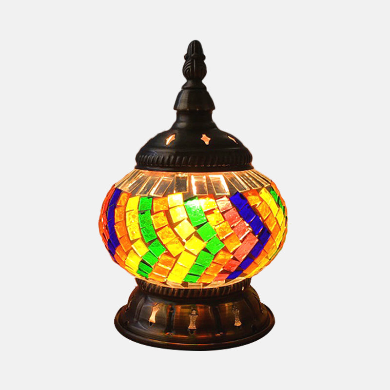 1 hoofdbol tafellamp traditioneel rood/oranje/lichtblauw gekleurd klassen nachtkastje lamp voor slaapkamer