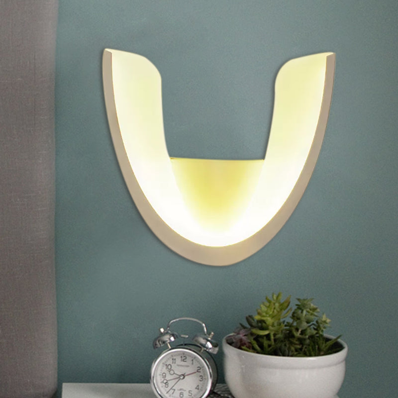 Modern Half-Oval Sconce Light Acrylic White Finish LED Wall Sconce for Study Room
