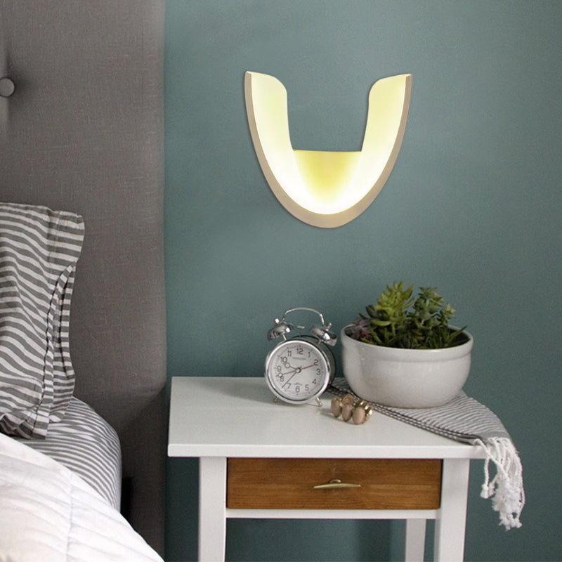 Modern Half-Oval Sconce Light Acrylic White Finish LED Wall Sconce for Study Room