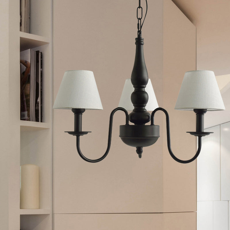 Three Lights Bucket Shade Chandelier Kids Metal Hanging Light for in Black for Kindergarten