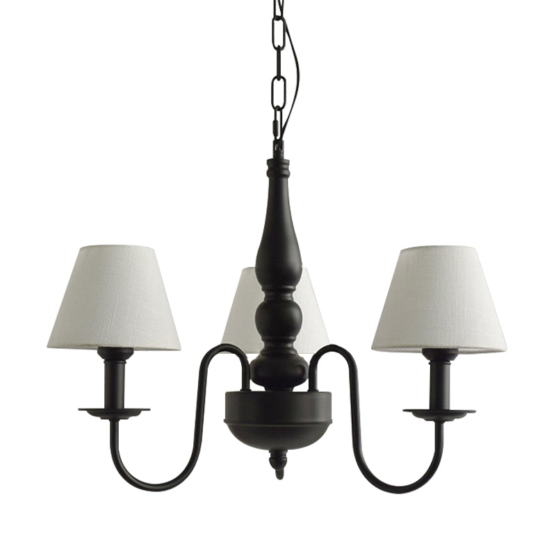 Three Lights Bucket Shade Chandelier Kids Metal Hanging Light for in Black for Kindergarten