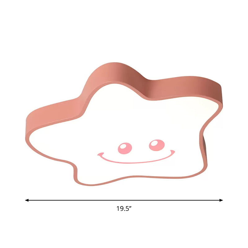 Star Flush Mount Fixture Cartoon Acrylic LED Pink Close to Ceiling Light, Warm/White Light