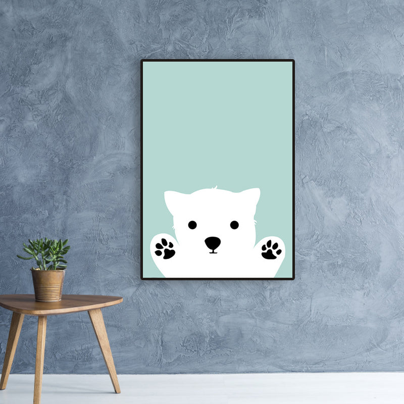 Cartoon Animal Pattern Canvas Kids Style Textured Painting in Soft Color for Home