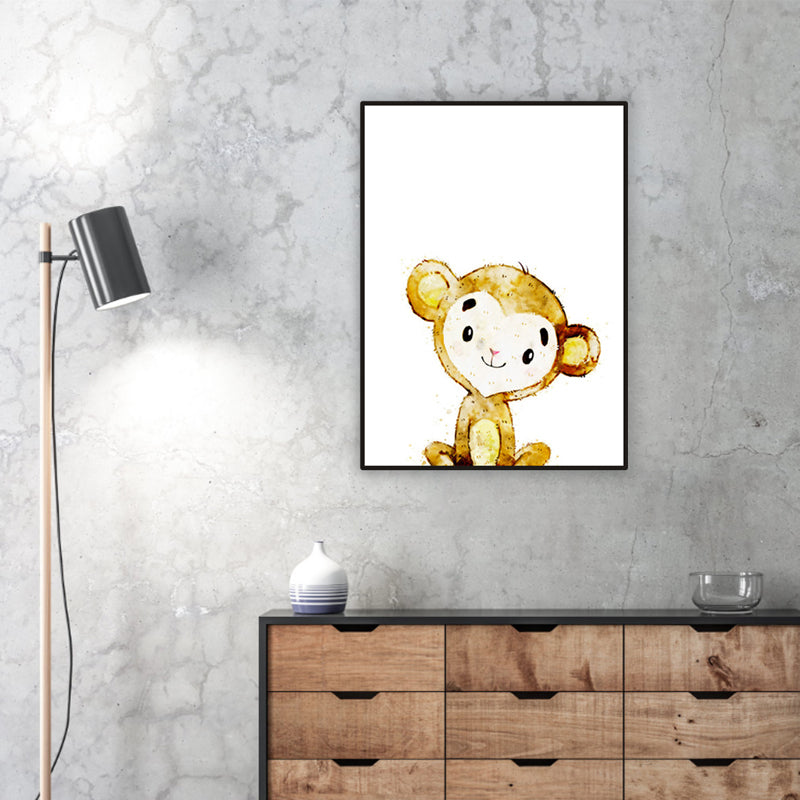 Kinderkunst, Wildtier-Leinwand, helle Farbe, strukturierte Wanddekoration für Wohnzimmer
