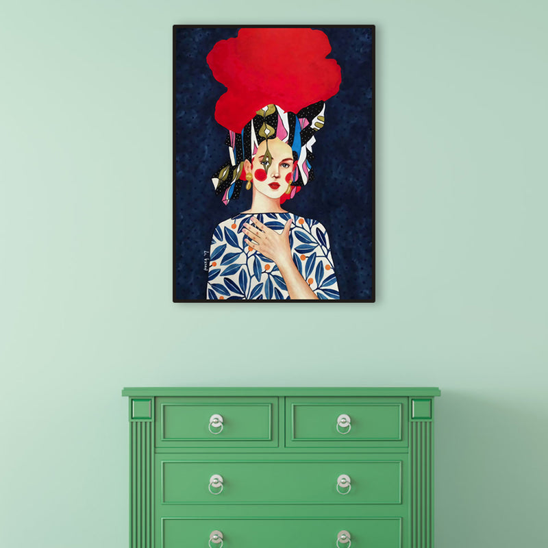 Light Color Fashion Figure Painting Illustration Glam Textured Canvas for Lounge