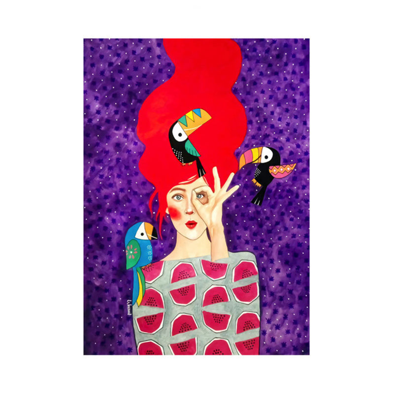 Light Color Fashion Figure Painting Illustration Glam Textured Canvas for Lounge