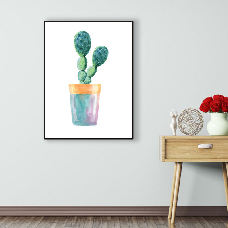 Cactus Bonsai Wanddecoratie Eigentijds getextureerd salon Verpakt canvas in zachte kleuren