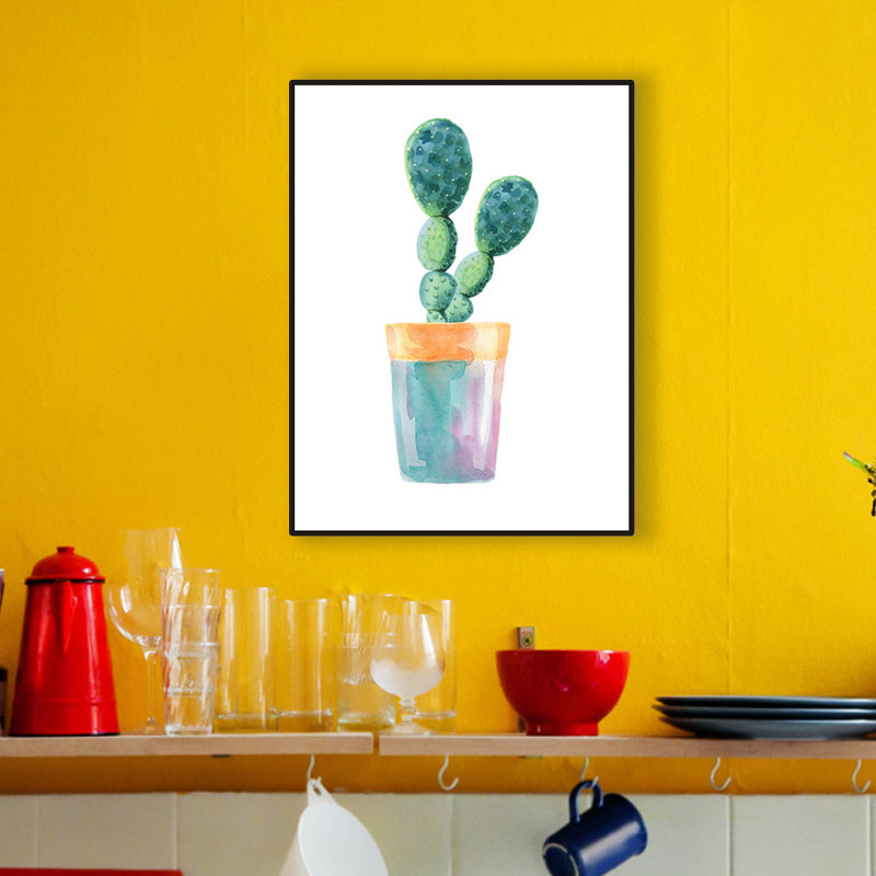 Cactus Bonsai Wanddecoratie Eigentijds getextureerd salon Verpakt canvas in zachte kleuren