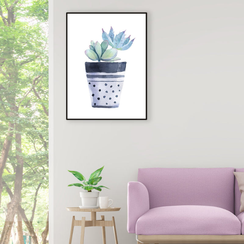Cactus Bonsai Wanddecoratie Eigentijds getextureerd salon Verpakt canvas in zachte kleuren