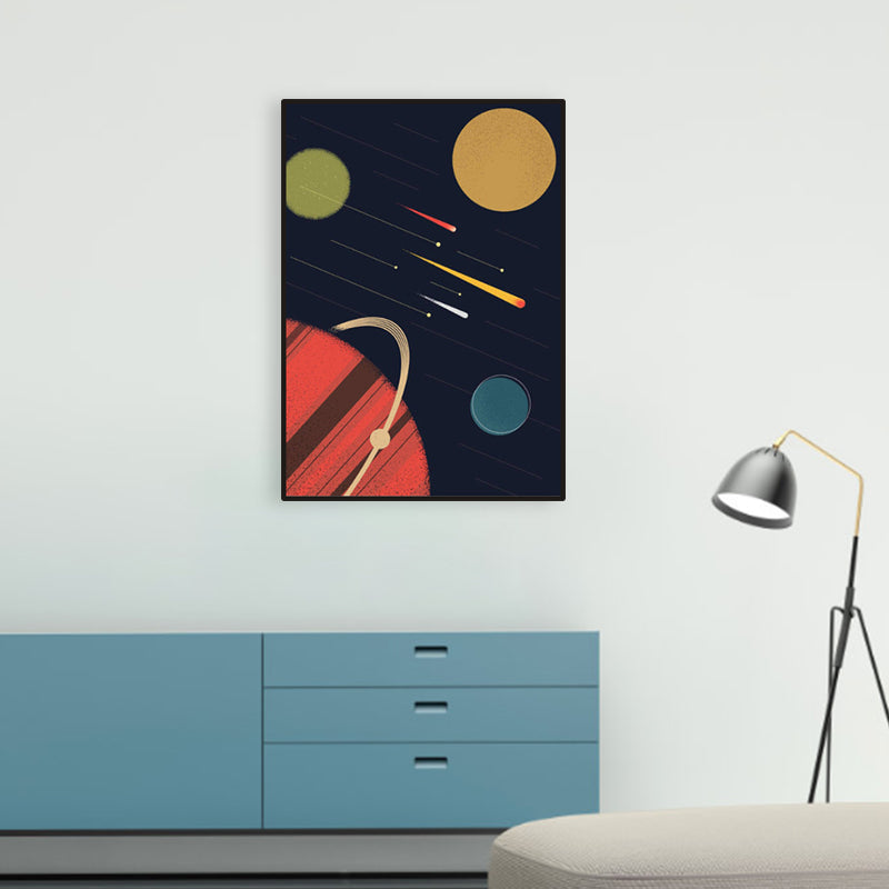 Outer Space Scenery Canvas Print Children's Art Textured Home Gallery Wall Decor