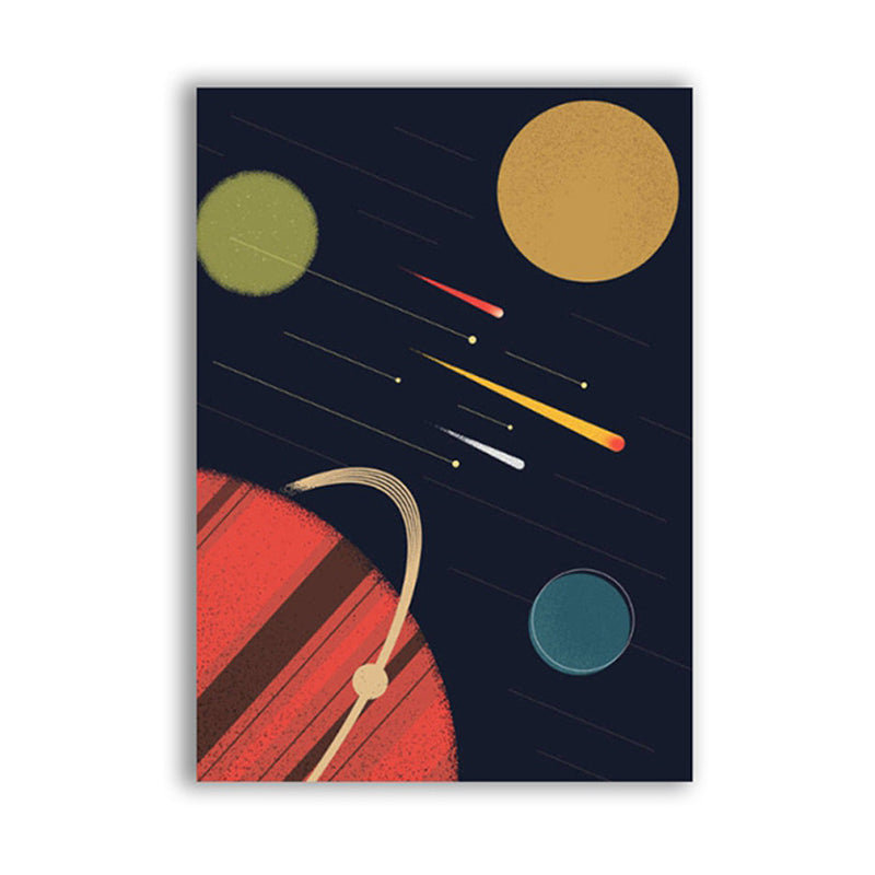 Outer Space Scenery Canvas Print Children's Art Textured Home Gallery Wall Decor
