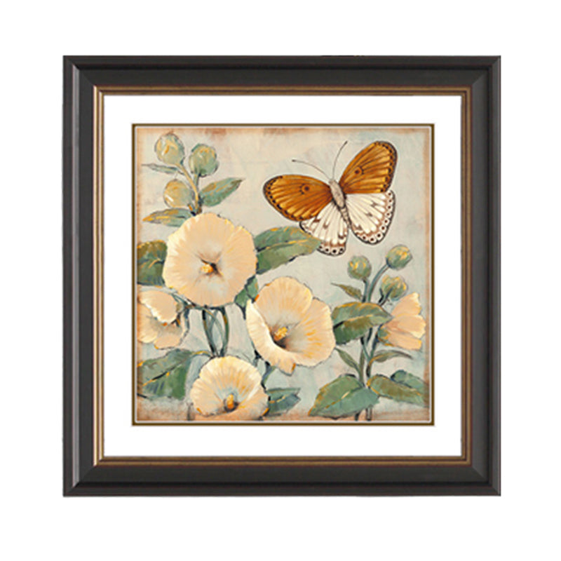 Toile imprimée papillon et fleur, couleur claire, décoration murale traditionnelle pour chambre de fille