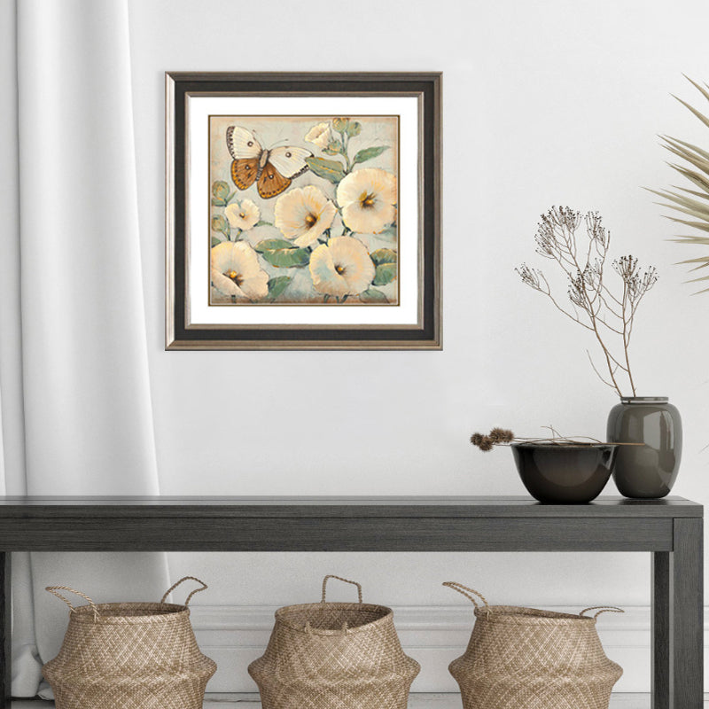 Toile imprimée papillon et fleur, couleur claire, décoration murale traditionnelle pour chambre de fille