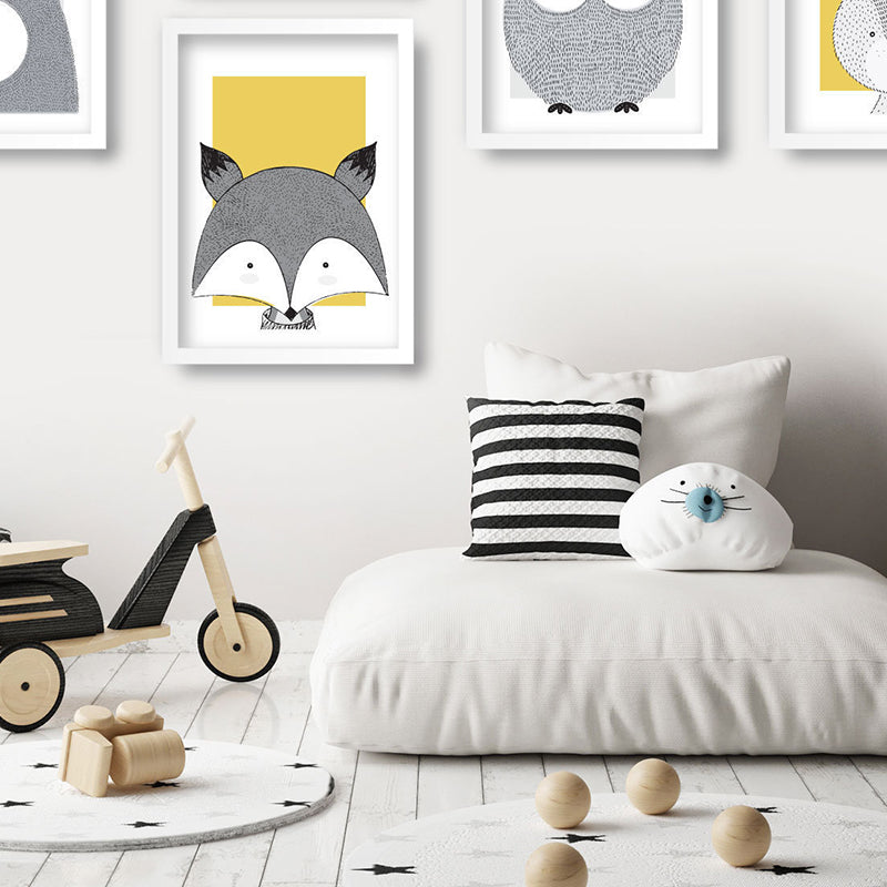 Kinderkunst, Wildtier-Wanddekoration, helle Farbe, Babyzimmer-Leinwand, mehrere Größen