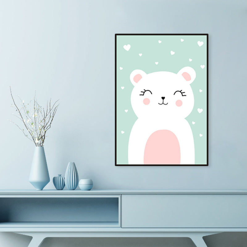 Merry Cartoon Animal Canvas Print Light Color Kids Style Painting for Baby Bedroom