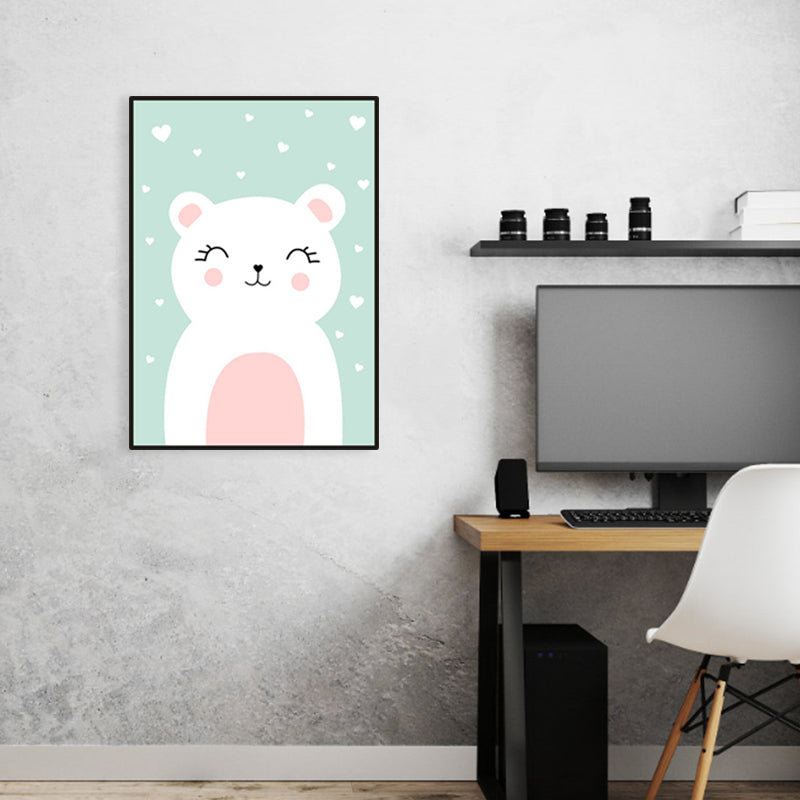 Merry Cartoon Animal Canvas Print Light Color Kids Style Painting for Baby Bedroom