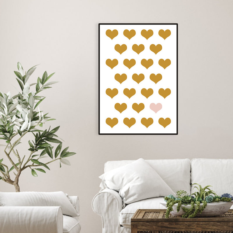 Unique Heart-Shaped Graphic Wall Decor Yellow Children's Art Canvas for Living Room