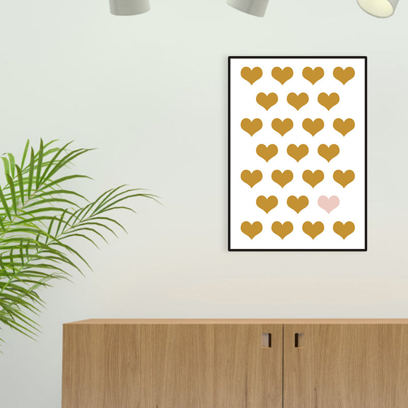 Unique Heart-Shaped Graphic Wall Decor Yellow Children's Art Canvas for Living Room