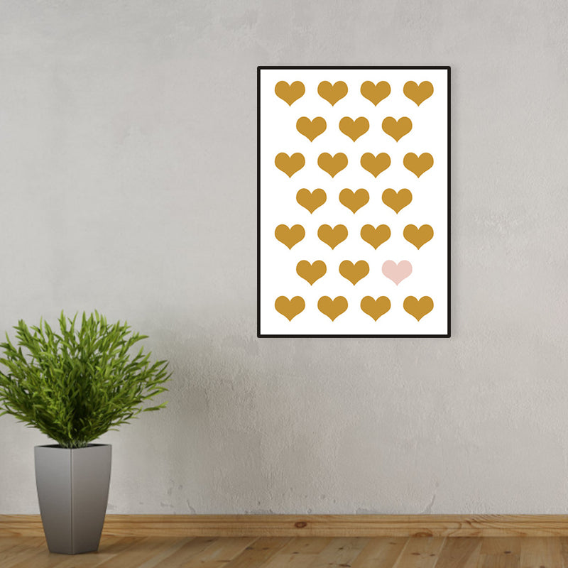 Unique Heart-Shaped Graphic Wall Decor Yellow Children's Art Canvas for Living Room