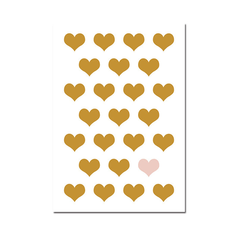 Unique Heart-Shaped Graphic Wall Decor Yellow Children's Art Canvas for Living Room