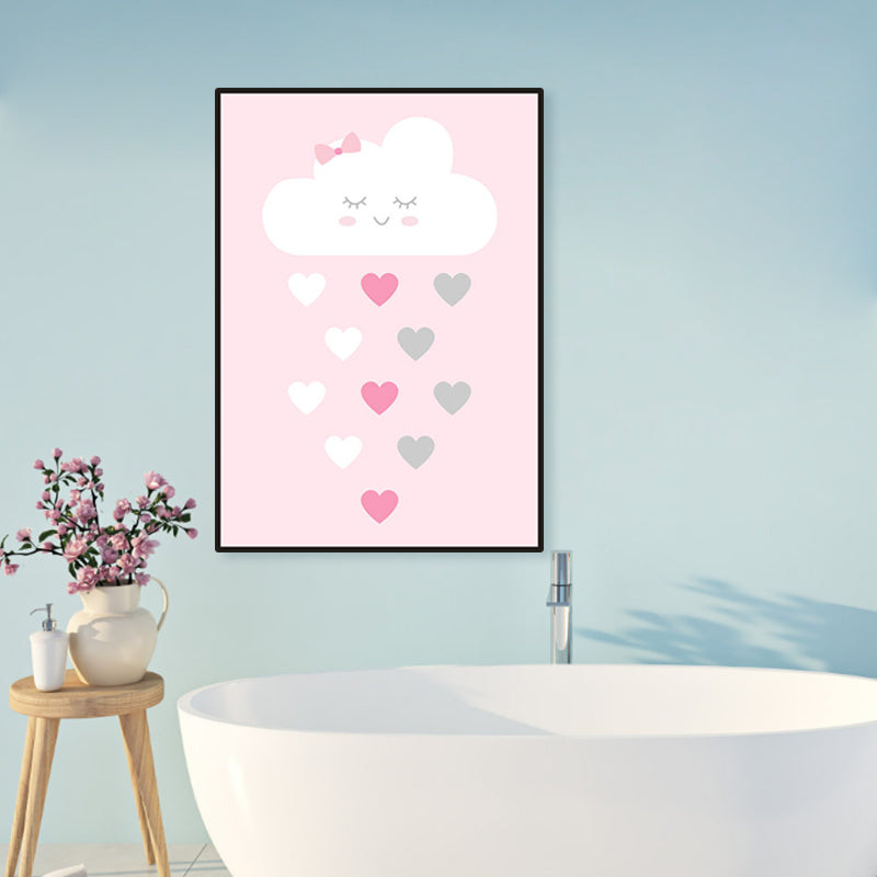 Illustrated Abstract Wall Decor Textured Children's Art Girls Bedroom Canvas in Pink