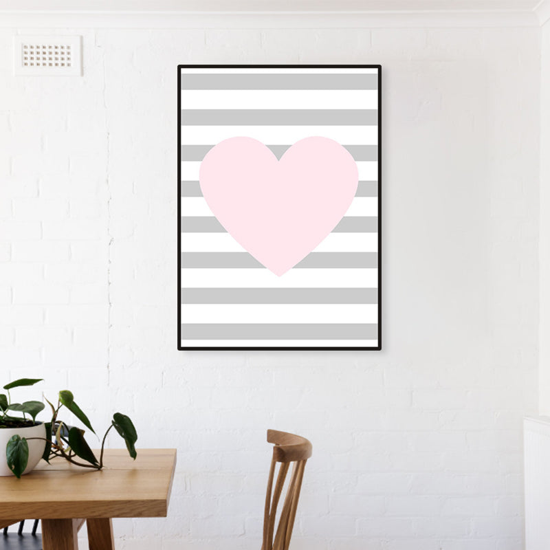 Illustrated Abstract Wall Decor Textured Children's Art Girls Bedroom Canvas in Pink