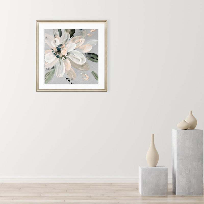 Contemporary Bloomy Flower Canvas Print Textured Soft Color Painting for Home Interior
