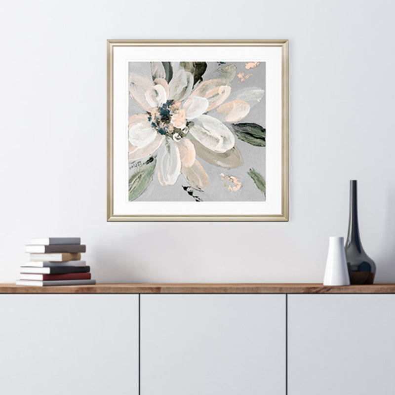 Contemporary Bloomy Flower Canvas Print Textured Soft Color Painting for Home Interior
