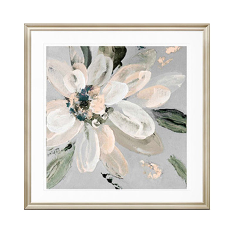 Contemporary Bloomy Flower Canvas Print Textured Soft Color Painting for Home Interior
