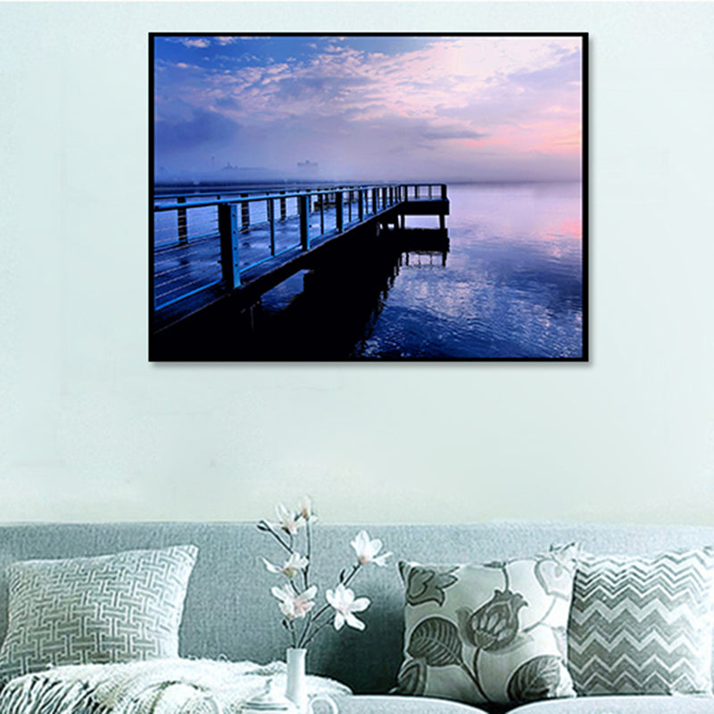 Brug naar zee hedendaagse landschap canvas kunst zitkamer muur decor in pastelkleur