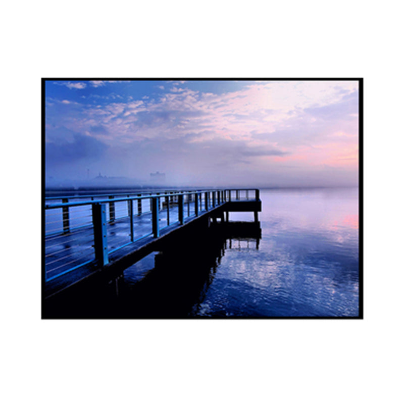 Brug naar zee hedendaagse landschap canvas kunst zitkamer muur decor in pastelkleur
