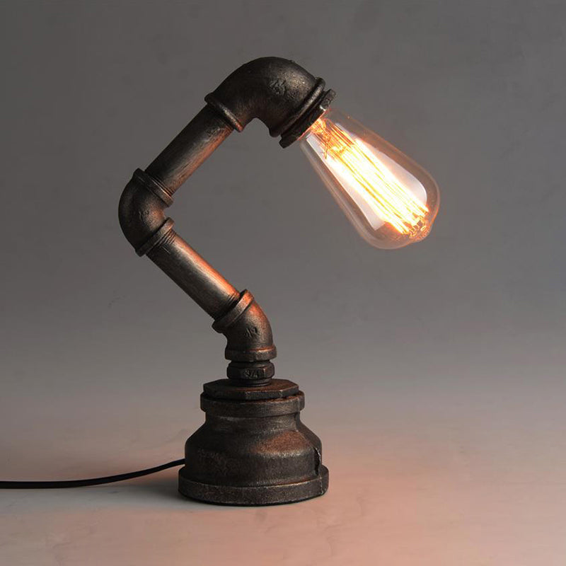 Illuminazione del tavolo per tubature per acqua industriale con lampadina esposta 1 luce bassa al piano battuto Mini luce da tavolo in bronzo
