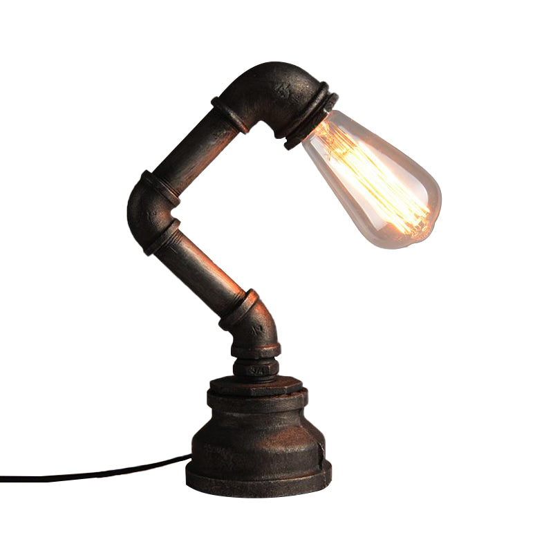 Illuminazione del tavolo per tubature per acqua industriale con lampadina esposta 1 luce bassa al piano battuto Mini luce da tavolo in bronzo