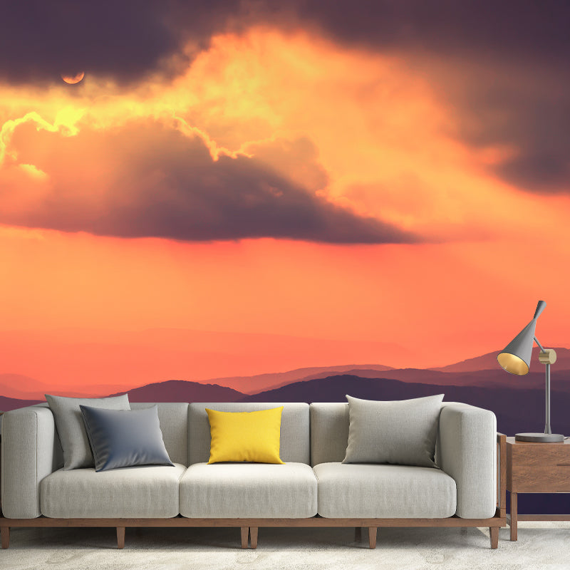 Nature Scenery Mountain Mural Decal Modern Smooth Wall Covering for House Interior