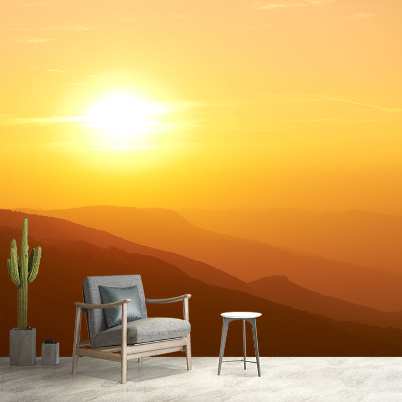 Dark Color Mountain Scenery Mural Stain Resistant Wall Decor for Bedroom, Custom Size