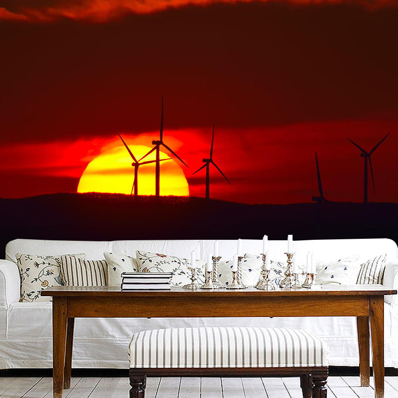 Stunning Sunset Glow Mural Wallpaper Living Room Scenery Wall Decor, Custom-Print